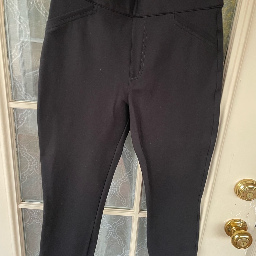 SPANX Petite M Pull On Black Slim Ankle Pants Ponte Career Chic
